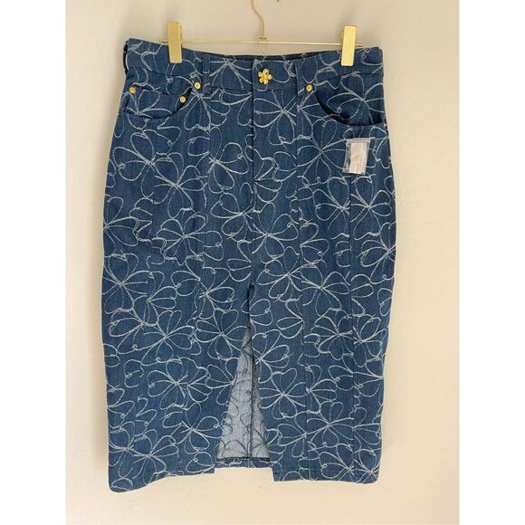 AVEC LES FILLES Embroidered Midi Skirt Size X-Large NWOT - Picture 1 of 8